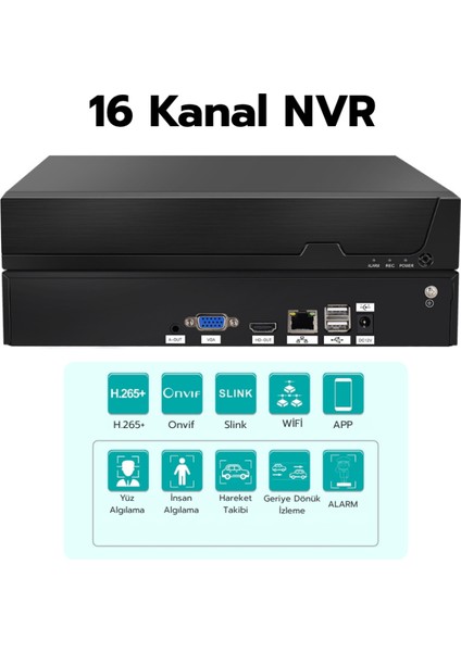 AR-KM AURORA 16 Kameralı WİFİ Güvenlik Kamerası Seti 19'' Monitör NVR Kayıt Cihazı (256GB SSD Dahil) indirimleri