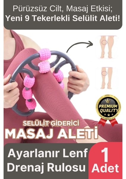 Yeni Nesil Kas Gevşetici Ayarlanabilir Roller Lenf Drenaj Rulosu 9 Tekerlekli Selülit Masaj Aleti