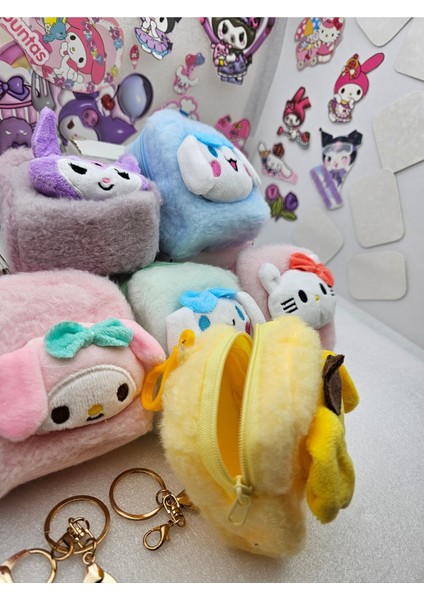 Sanrio Kawaii Mini Cüzdan Peluş Anahtarlık Sevimli Kaliteli Rengarenk Renk Seçenekli 1ADET