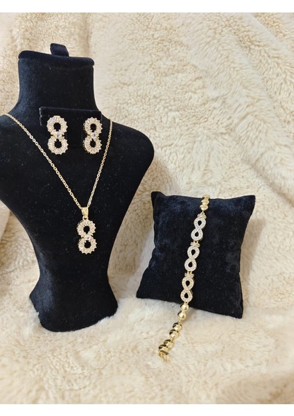 Çelik Kolye -Küpe - Bileklik Seti