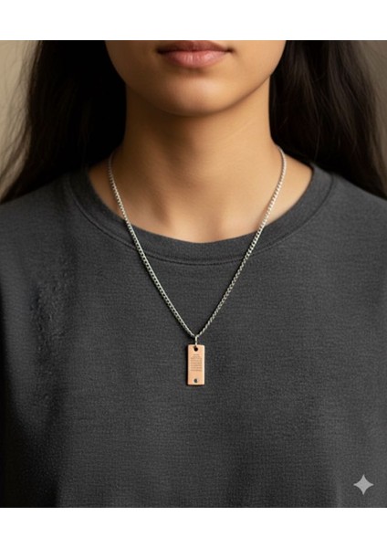 Mıknatıslı Bakır Uçlu Ayetel Kürsi Kolye Paslanmaz Çelik