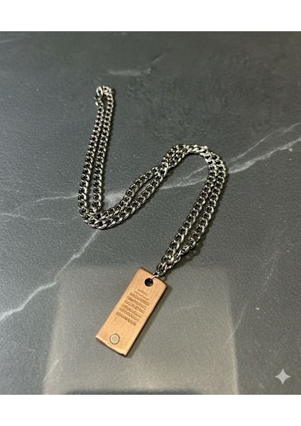 Mıknatıslı Bakır Uçlu Ayetel Kürsi Kolye Paslanmaz Çelik modelleri