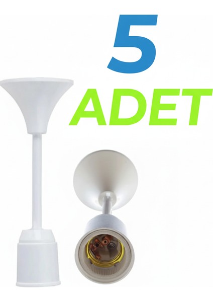 Muhafazalı Porselen Asma Duy Tij Takımı E27 - 5 Adet -