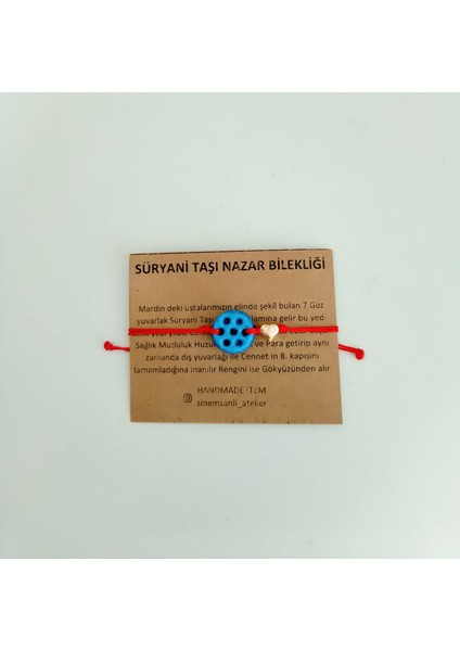 Yeni Yıl Süryani Taşı Nazar Bilekliği Hikaye Kartlı, Ayarlanabilir, Unisex