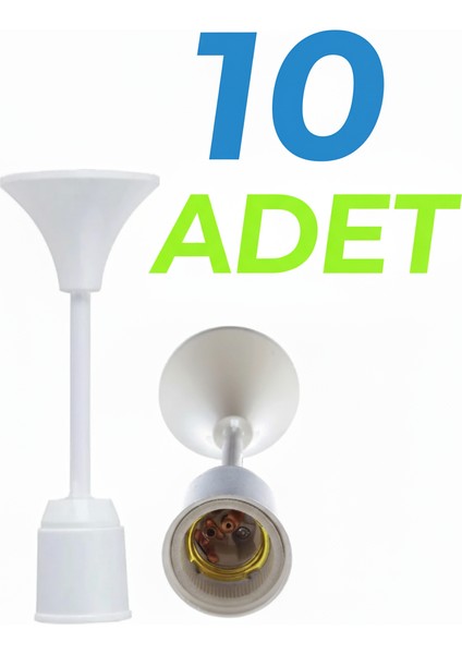 Muhafazalı Porselen Asma Duy Tij Takımı E27 - 10 Adet -