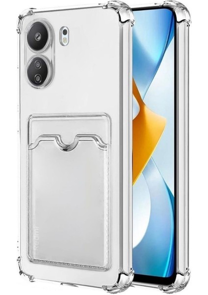 Poco X7 Pro 5g Kartlıklı Kılıf Darbe Emici Köşe Korumalı Silikon Kapak Şeffaf