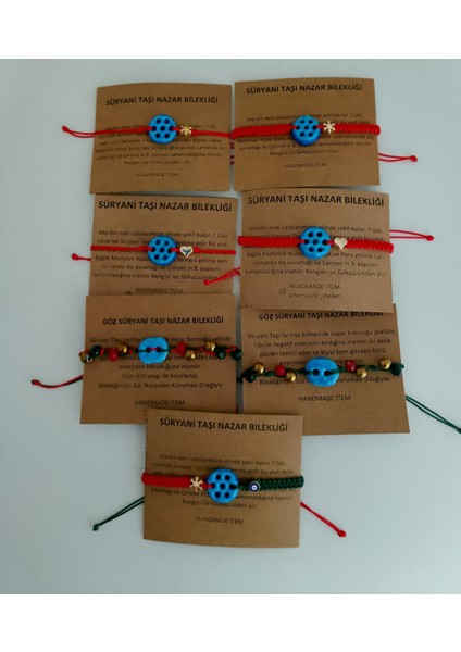 Yeni Yıl Süryani Taşı Nazar Bilekliği Hikaye Kartlı, Ayarlanabilir, Unisex modelleri