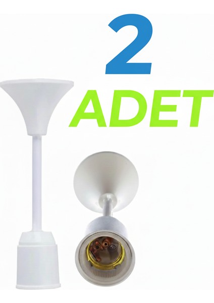 Muhafazalı Porselen Asma Duy Tij Takımı E27 - 2 Adet -