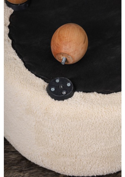 Mutlu evimiz Dekoratif Rahat ve Konforlu Puf - Açık Renkli - Doğal Ahşap Ayaklı - Yuvarlak Puf - Çok Amaçlı Kullanım - Modern Bench indirimleri