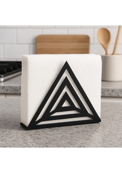 Modern Metal Peçetelik | Üçgen Desenli Masaüstü Peçete Tutucu | Şık Sofra Aksesuarı fiyatları