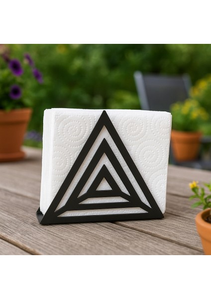 Modern Metal Peçetelik | Üçgen Desenli Masaüstü Peçete Tutucu | Şık Sofra Aksesuarı modelleri