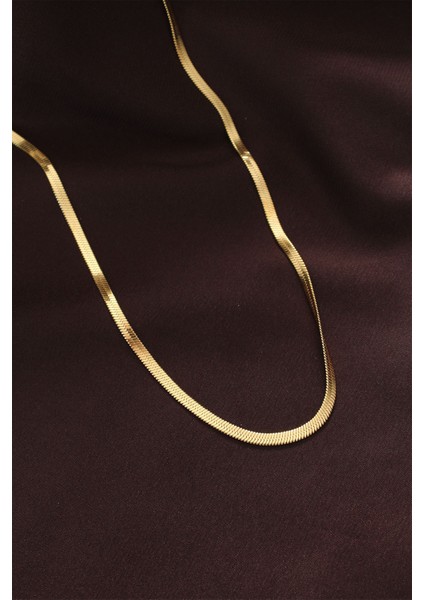 Hediye Takı için Kadın Kolye Sarı Çelik 60CM İtalyan Zincirli