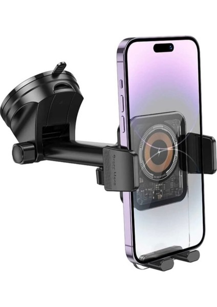 Kablosuz Şarj Özellikli Araba Telefon Tutacağı 15W Şarj, 360° Dönen Vantuzlu Araç Içi Telefon Tutucu
