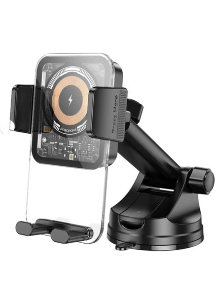Kablosuz Şarj Özellikli Araba Telefon Tutacağı 15W Şarj, 360° Dönen Vantuzlu Araç Içi Telefon Tutucu fiyatları