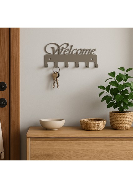 Welcome Yazılı Metal Anahtarlık Askısı | Duvar Tipi Şık Anahtar Düzenleyici fiyatları