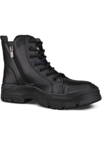 Mp 242-1884, Siyah Kadın Fermuarlı Bağcıklı Spor Bot