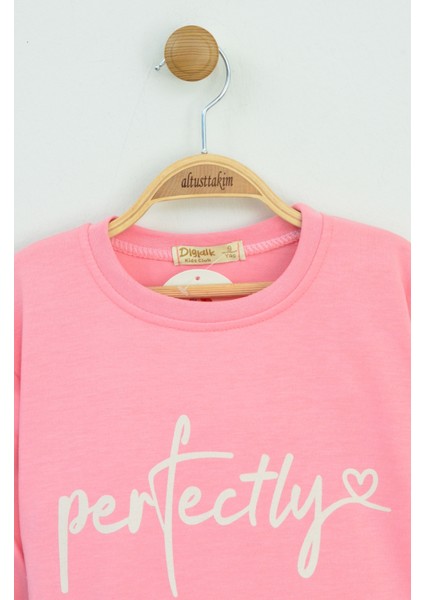 Pembe "perfectly" Baskılı Kız Çocuk Eşofman Takımı