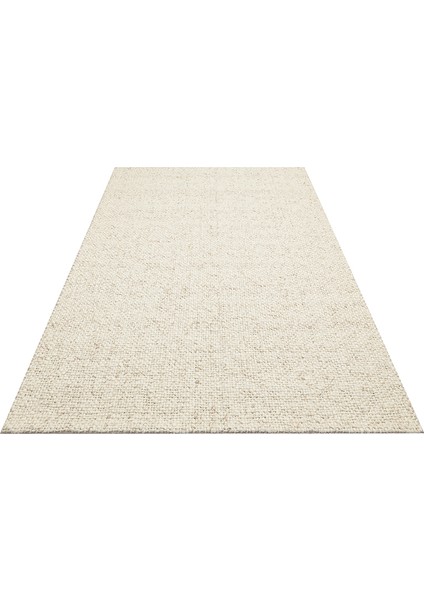 Efi Ivory %100 El Dokuma Yün ve Pamuk ile Üretilen Örgü Detaylı Bohem Oturma Odası Salon Halısı