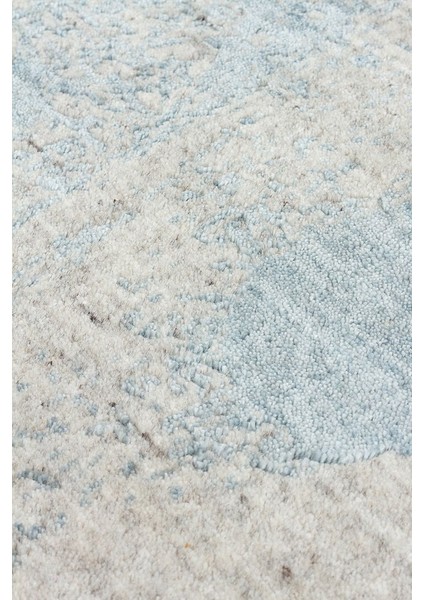 Grace Beıge Blue, Kendinden Desenli Yün, Viskon ve Pamuk Karışımlı Desenli Zarif Salon Halısı fırsatları
