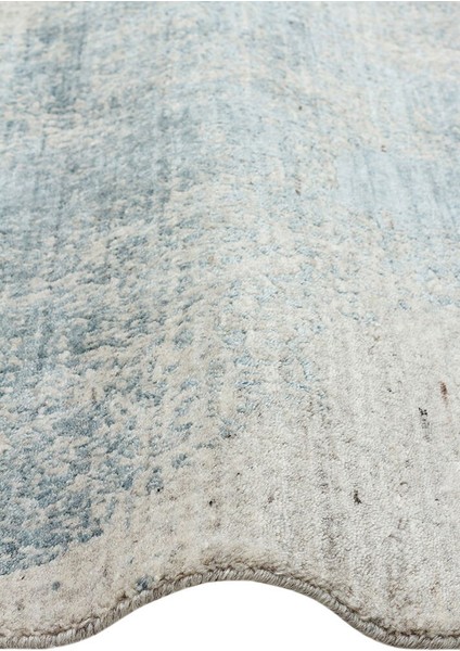 Grace Beıge Blue, Kendinden Desenli Yün, Viskon ve Pamuk Karışımlı Desenli Zarif Salon Halısı