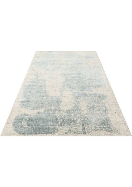 Grace Beıge Blue, Kendinden Desenli Yün, Viskon ve Pamuk Karışımlı Desenli Zarif Salon Halısı