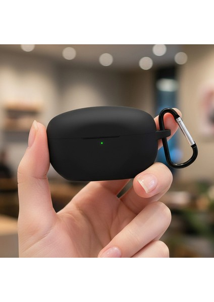 Caseonn Sony WF-1000XM5 Kılıf Askı Aparatlı Mat Silikon Siyah