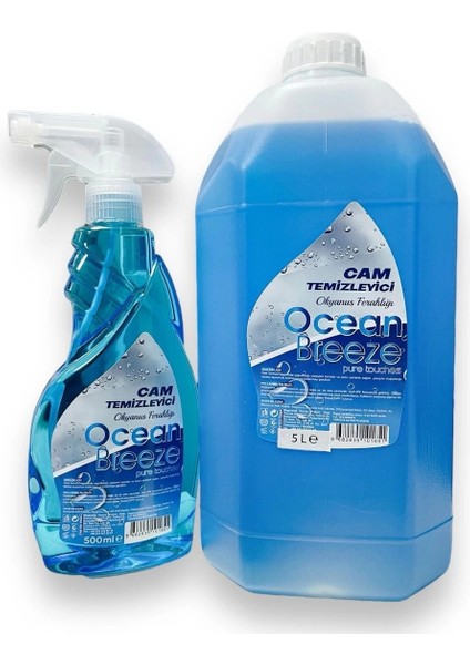 Ocean Breeze Cam ve Yüzey Temizleyici 5 Lt Ekonomik BIDON+500ML Sprey Hediye