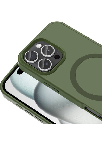 iPhone 16 Pro Kılıf Magsafe Şarj Özellikli Mat Arka Yüzey Brvh Sio Kapak-Gri modelleri