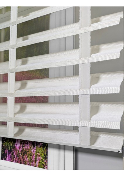 Picasso Shadow Silüet Kumaş Jaluzi Store Perde, Alüminyum Kasalı Yüksek Kaliteli - Beyaz 96575/SHADOW