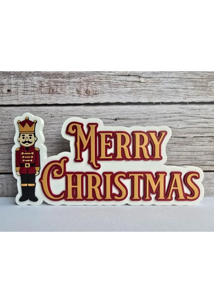 Merry Christmas Dekoratif Yazı & Kurşun Asker | Yılbaşı Kapı ve Duvar Süsü | Noel | 237 x 116MM
