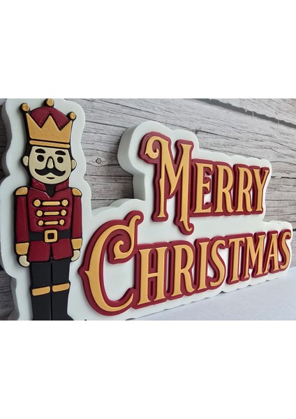 Merry Christmas Dekoratif Yazı & Kurşun Asker | Yılbaşı Kapı ve Duvar Süsü | Noel | 237 x 116MM fiyatları