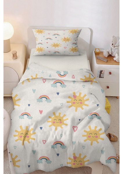 Güneş ve Kalpli Tek Kişilik Çocuk Nevresim Seti fiyatları