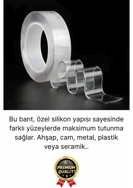 3 Adet Çok Amaçlı Çift Taraflı Iz Bırakmaz Tamir Montaj Bandı Şeffaf Güçlü Silikon Bant 18 mm x 2 mt modelleri