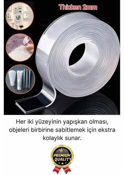 3 Adet Çok Amaçlı Çift Taraflı Iz Bırakmaz Tamir Montaj Bandı Şeffaf Güçlü Silikon Bant 18 mm x 2 mt indirimleri
