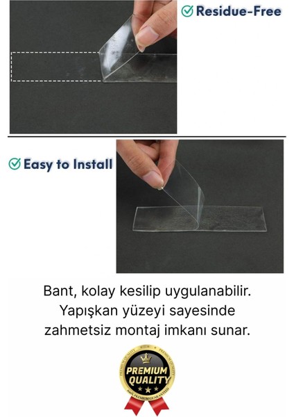 3 Adet Çok Amaçlı Çift Taraflı Iz Bırakmaz Tamir Montaj Bandı Şeffaf Güçlü Silikon Bant 18 mm x 2 mt