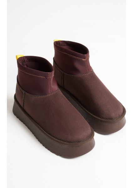 Nadia Premium Kadın Acı Kahve Kışlık Içi Kürklü Kalın Taban Bot