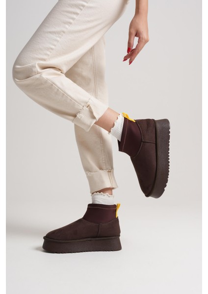 Nadia Premium Kadın Acı Kahve Kışlık Içi Kürklü Kalın Taban Bot