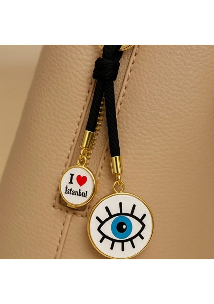 Nazar Boncuklu Göz Detaylı Anahtarlık Çanta Süsü Çanta Charmı modelleri