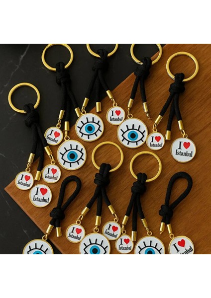 Nazar Boncuklu Göz Detaylı Anahtarlık Çanta Süsü Çanta Charmı fırsatları