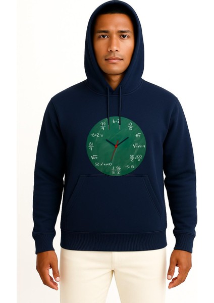 Kapüşonlu Matematik Çarpma Bölme Toplama Saati Göğüs Baskılı Unisex Sweatshirt