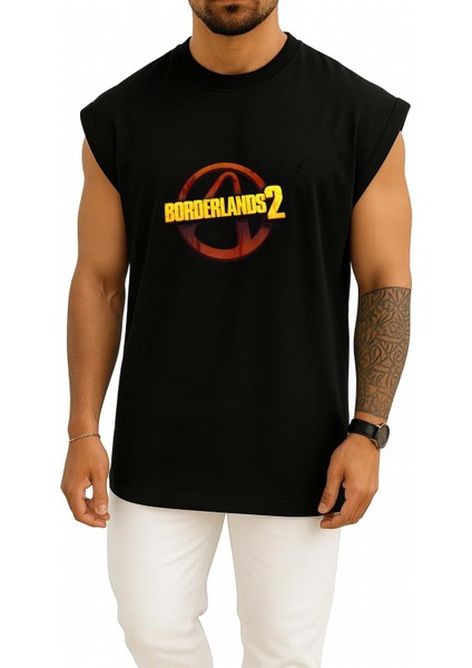 Oversize Borderlands 2 Logo Göğüs Baskılı Atlet