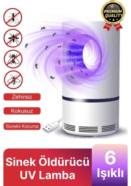 Premium Kimyasalsız Sessiz Şarjlı Uv 6 Işıklı Elektrikli Haşere Böcek Sinek Kovucu Öldürücü Lamba