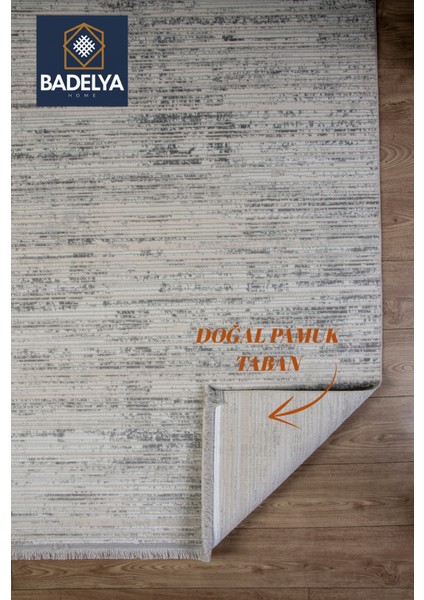 Krem Gri Modern Doğal Taban Saçaklı Özel Ölçü Salon Koridor Mutfak Çocuk Oturma Odası Halısı Yolluk