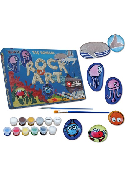 Taş Boyama /Video-Görsel Destekli /Yaratıcı Aile Etkinliği /Okyanus Tema Sanatsal Aktivite Seti