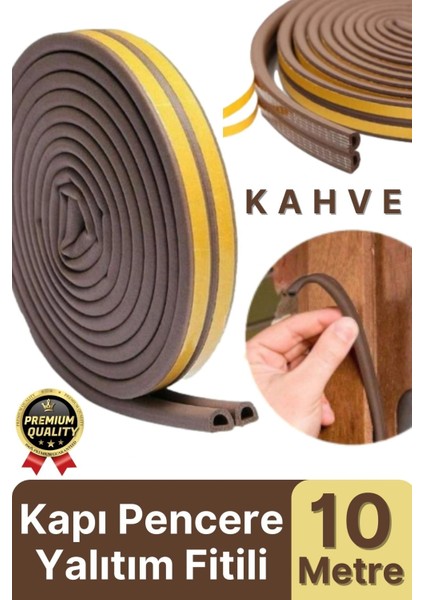 Güçlü Kendinden Yapışkanlı Kapı Pencere Soğuk Hava Geçirmez Yalıtım Izolasyon Kahve Fitil 10 Metre