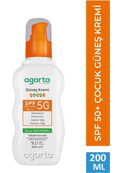 Bfs Agarta Doğal Güneş Kremi Çocuk 50 Spf 200 ml