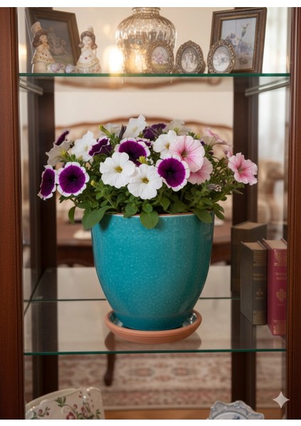 Toprak Sırlı Düz Saksı