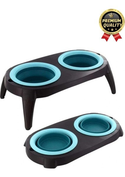 Yeni Seri Ayarlanabilir Ergonomik Portatif Katlanabilir Ikili Kedi Köpek Mama Su Kabı Standı 500 ml fiyatları