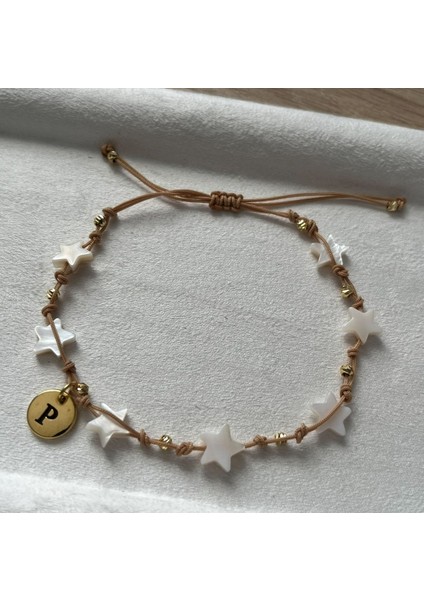 Harfli Kişiye Özel Yıldız Sedef Taşı Bileklik & Halhal