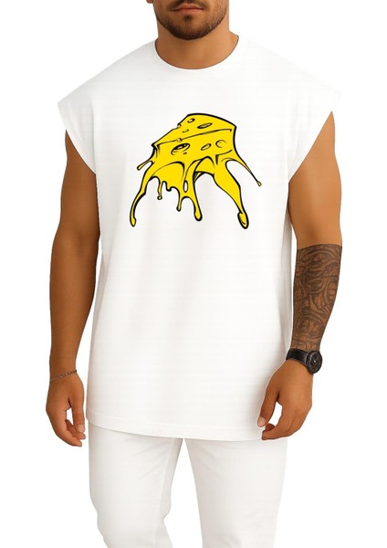 Oversize Nachos Isviçre Peyniri Çedar Sosu Göğüs Baskılı Atlet